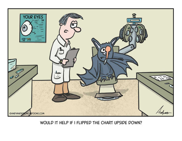 Bat at the eye doctor cartoon
