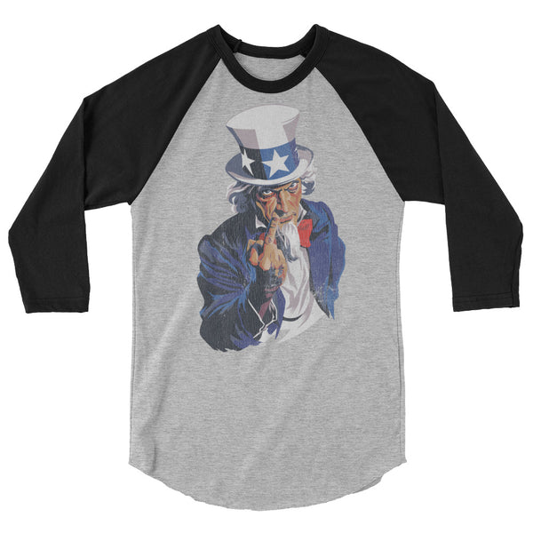 Uncle Sam Flipping the Bird 3/4 sleeve raglan shirt
