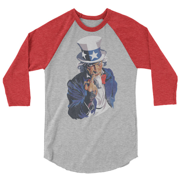 Uncle Sam Flipping the Bird 3/4 sleeve raglan shirt