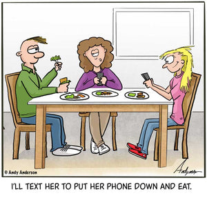 Text her about dinner cartoon