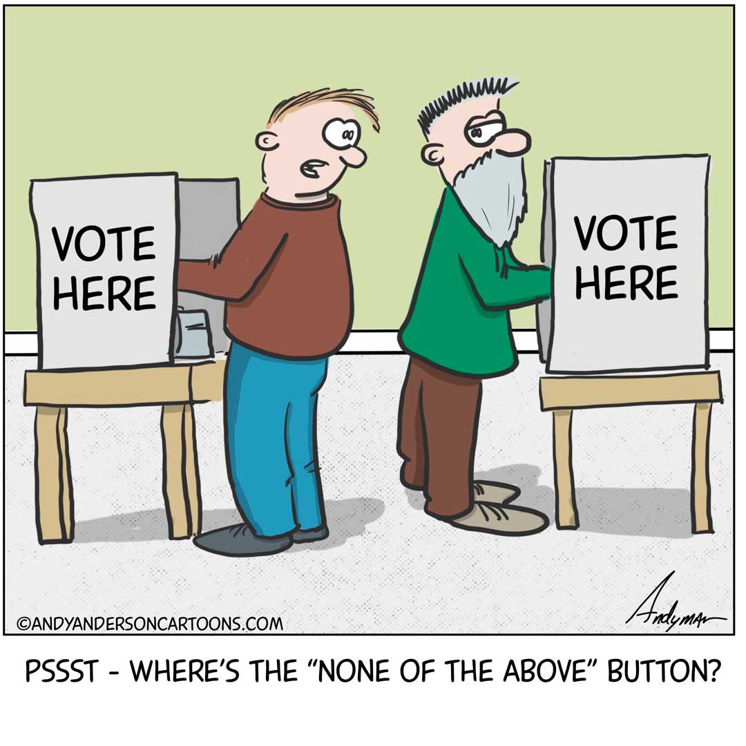 Where's the "none of the above" button cartoon