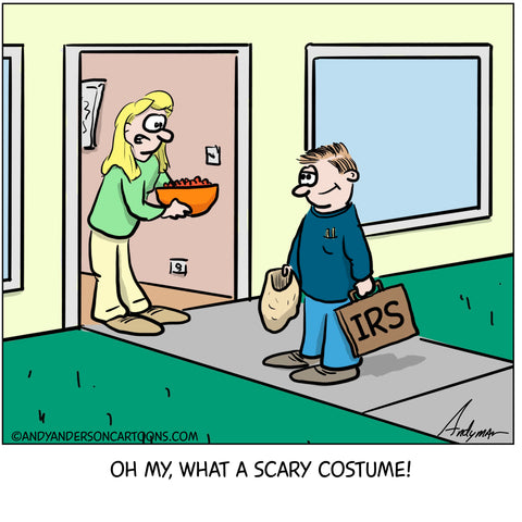 Scary IRS Halloween costume cartoon