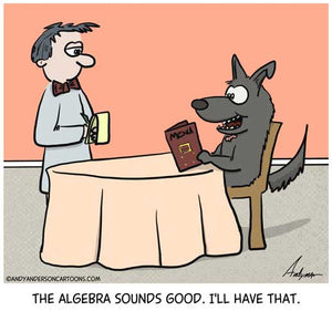 Dog eating algebra homework cartoon