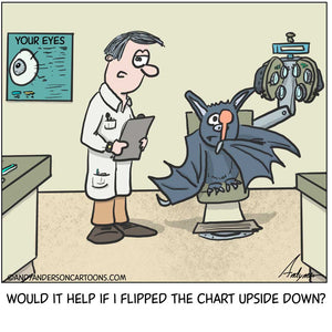Bat at the eye doctor cartoon