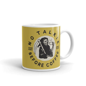 No Talkie Before Coffee mug