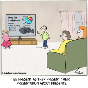 Christmas presentation cartoon by Andy Anderson