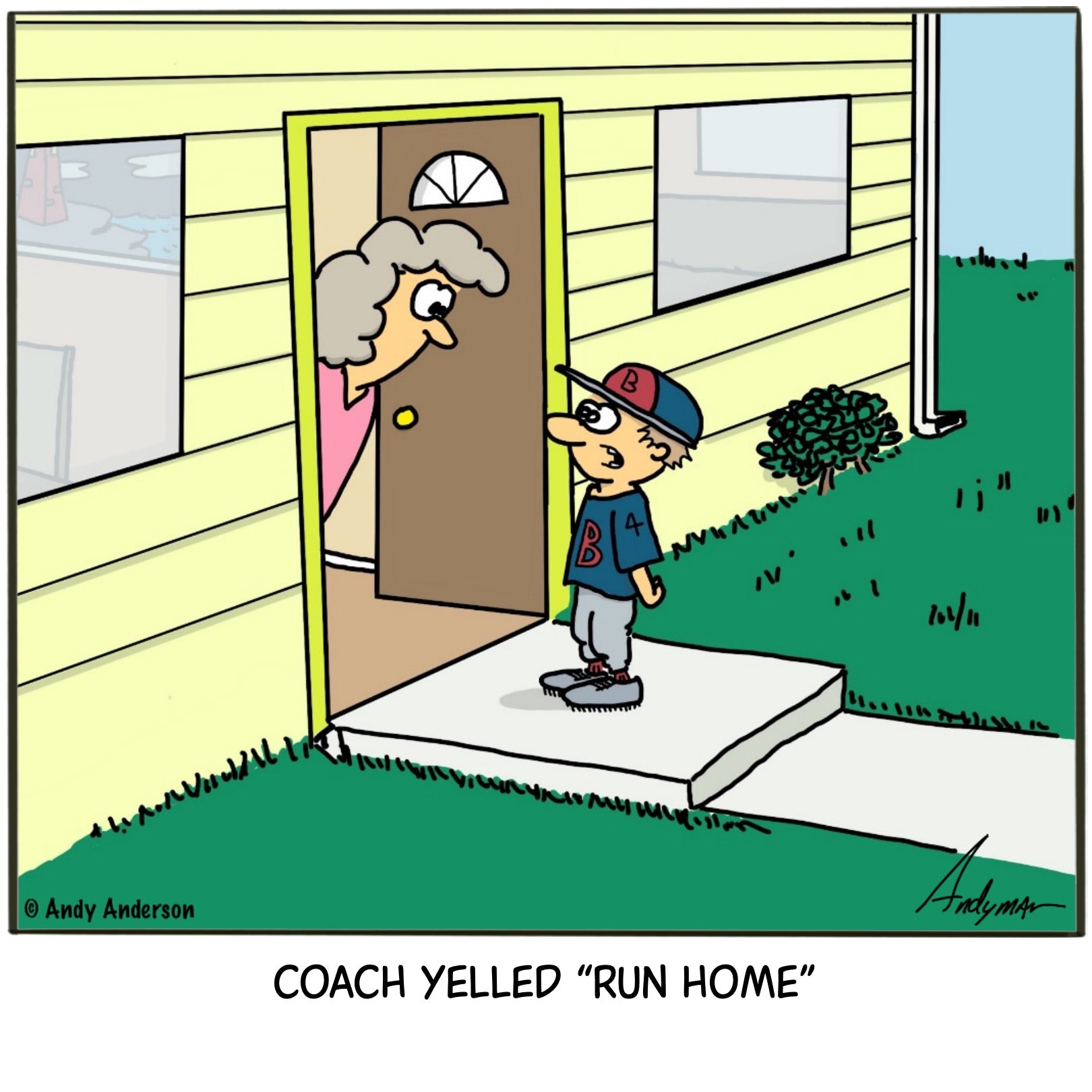 Coach yelled run home cartoon by Andy Anderson