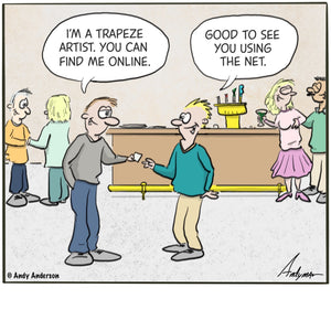 Trapeze artist online cartoon by Andy Anderson