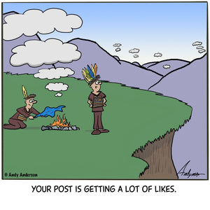 Cartoon about using smoke signals as social media with lots of likes
