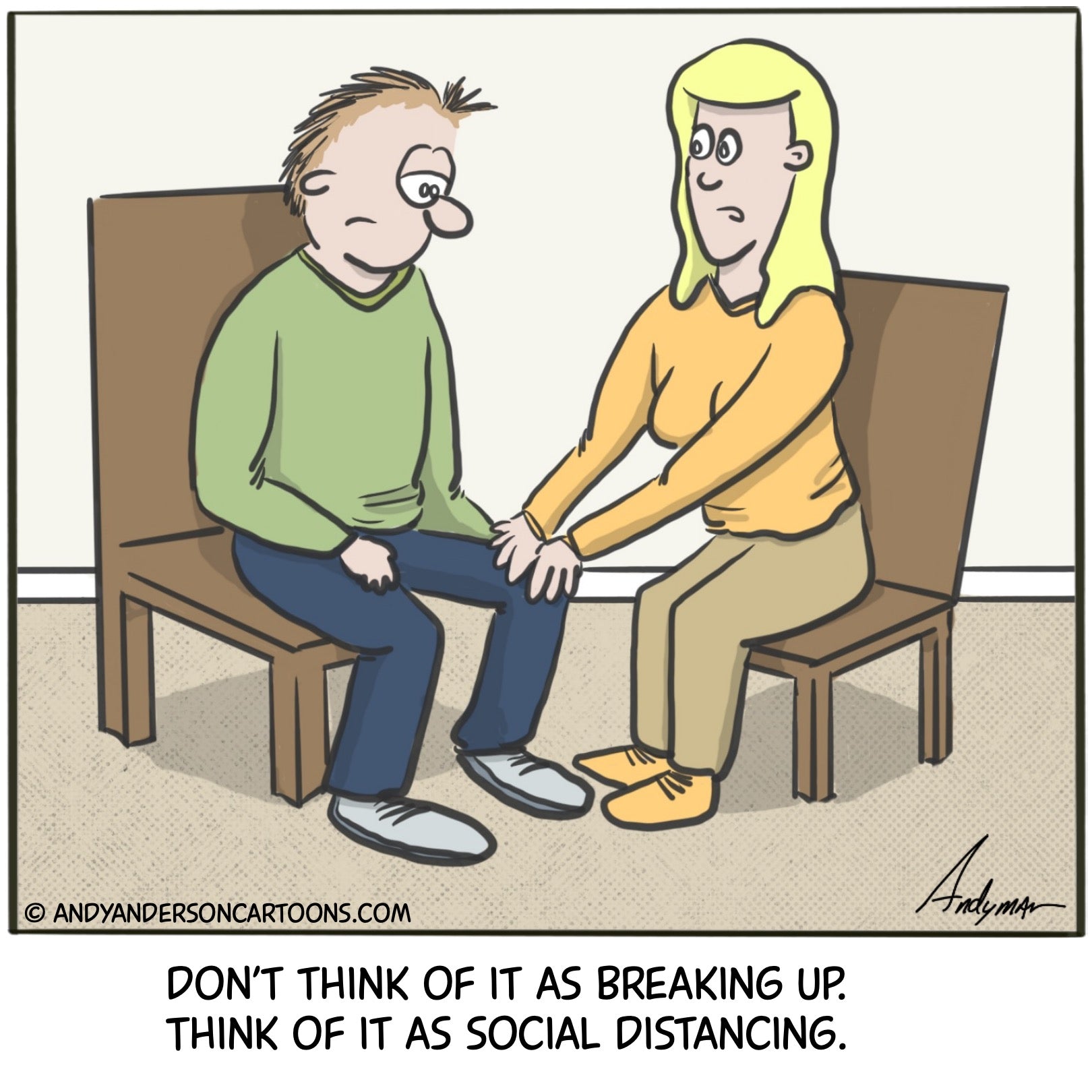 Cartoon about breaking up during the COVID19 crisis