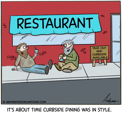 Cartoon about curbside dinning