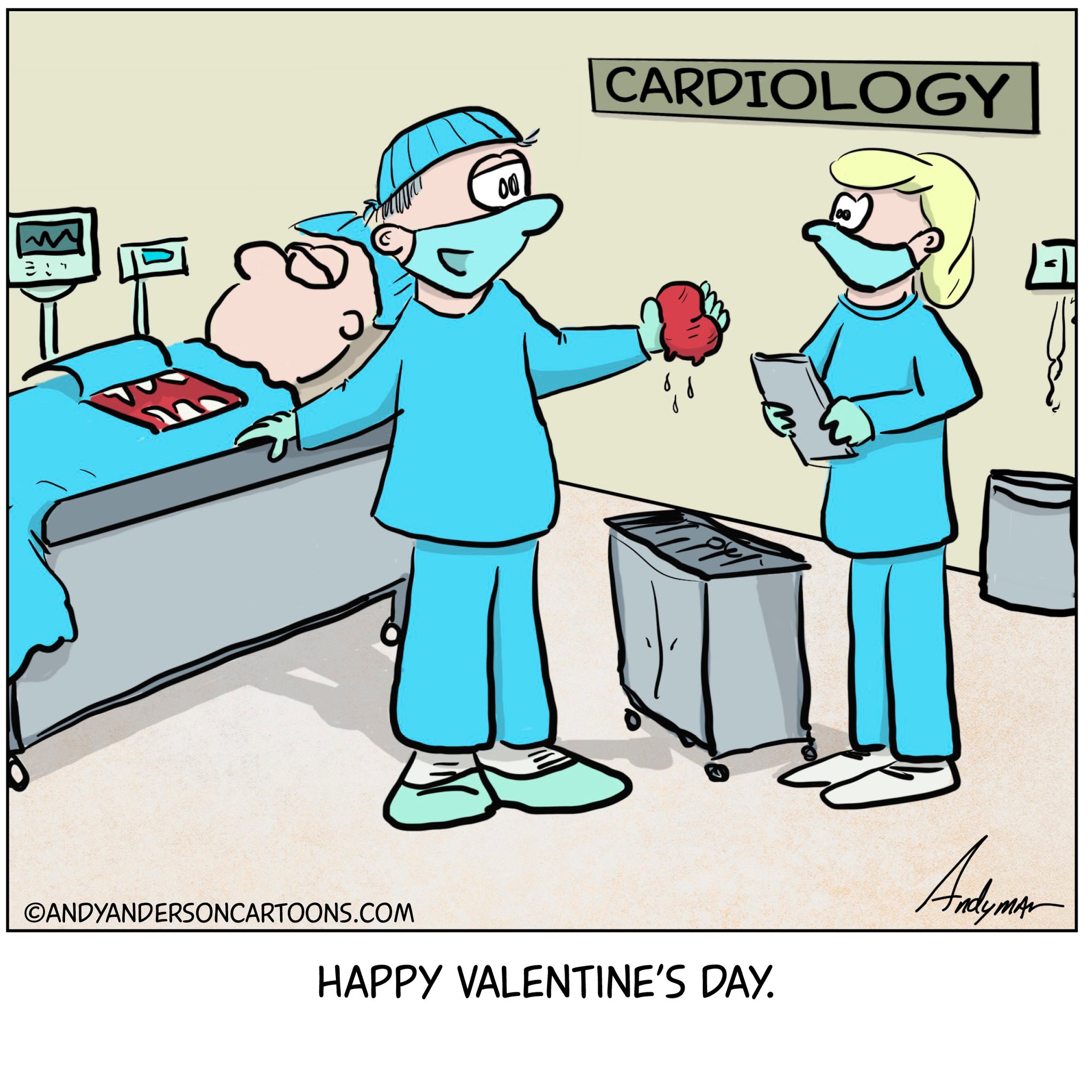 Cardiology Valentines Day cartoon