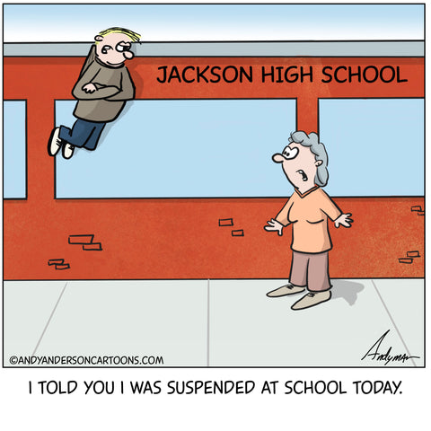 Suspended at school cartoon