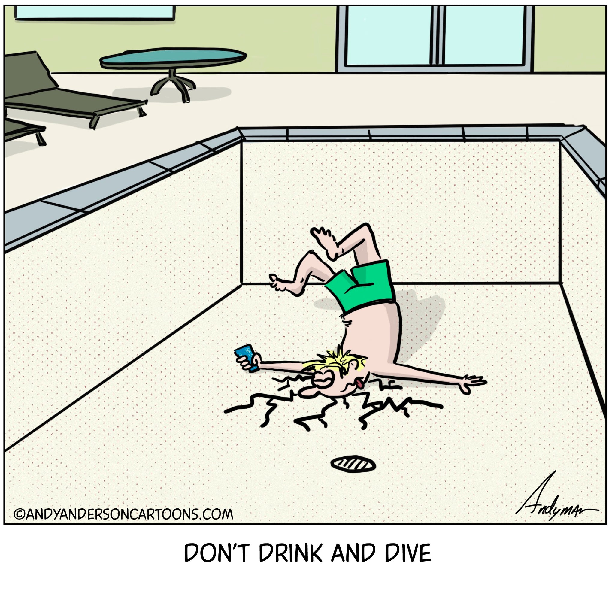 Drink and dive cartoon