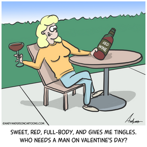 Red Wine Valentine's Day Cartoon