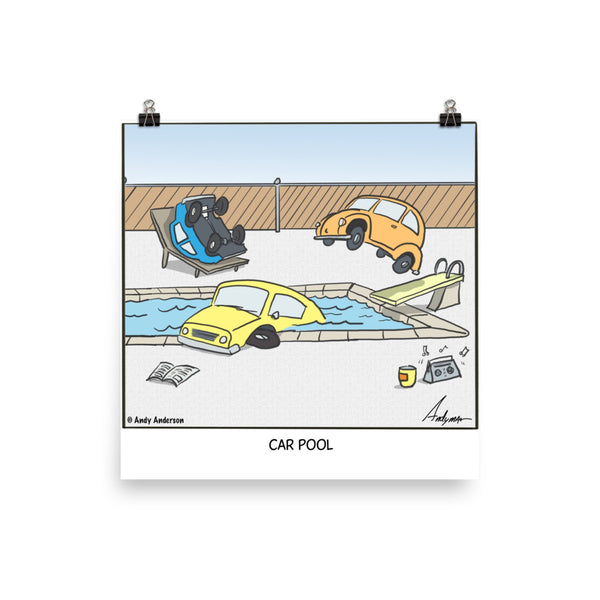 Car pool cartoon print