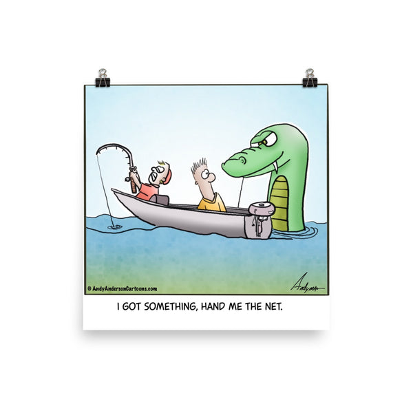 Fishing for dragons cartoon print