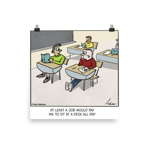 Schoolwork cartoon print