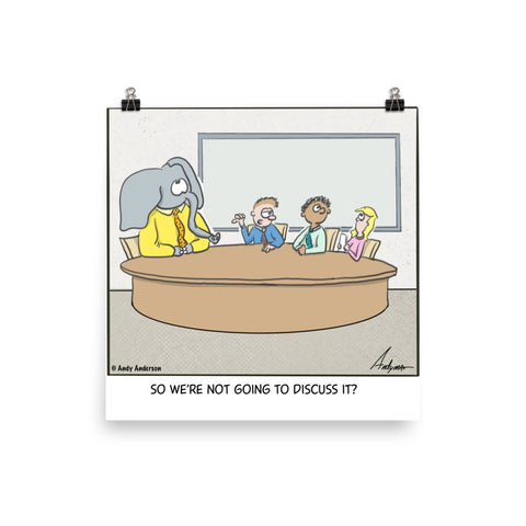 Elephant in the room cartoon print