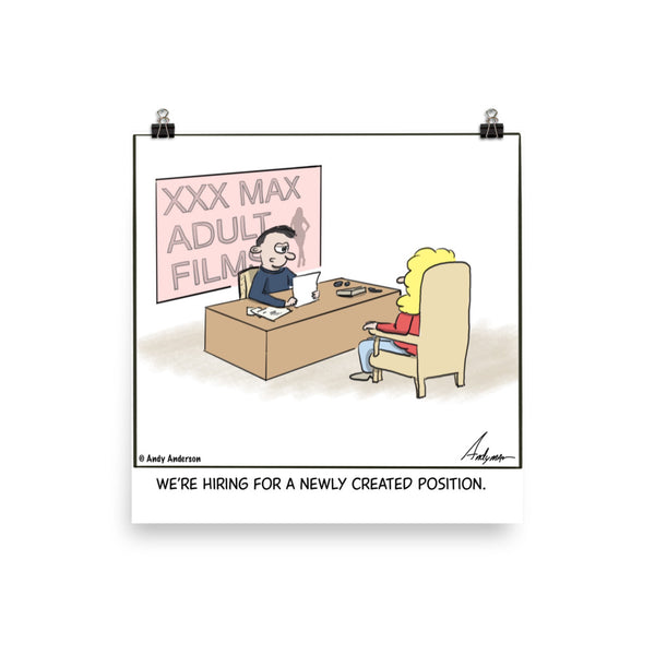 Hiring for new position cartoon print