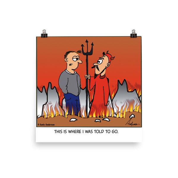 Go to Hell cartoon print