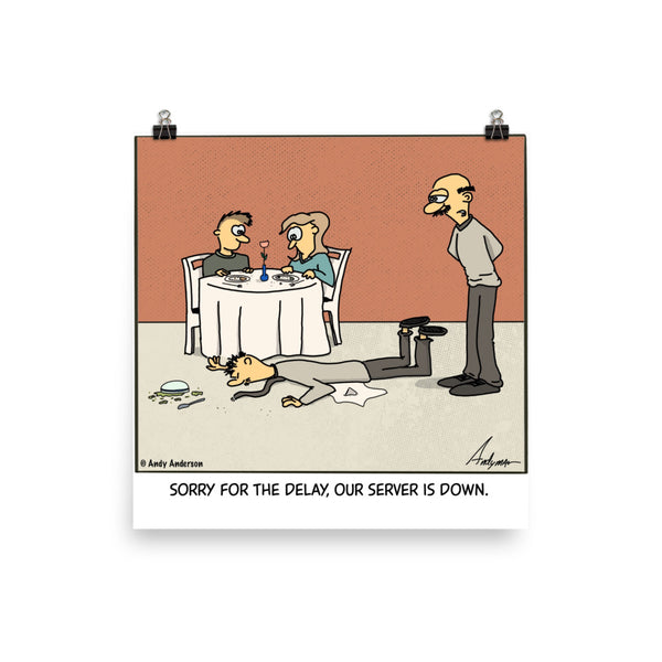 Server is down cartoon print